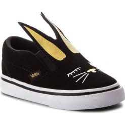 Tenisówki VANS - Slip-On Bunny VN0A3MTZZX1 Black/Gold. Czarne trampki dziewczęce Vans, z aplikacjami, ze skóry, bez zapięcia. W wyprzedaży za 149,00 zł.