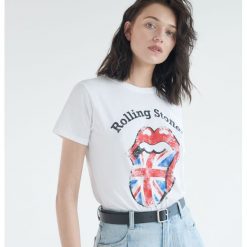 Koszulka The Rolling Stones -. Koszulki damskie Sinsay, s, bez wzorów, bez kołnierzyka, bez rękawów. Za 39,99 zł.
