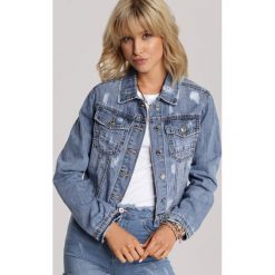 Niebieska Kurtka Calylane. Niebieskie kurtki damskie Renee, s, bez wzorów, z jeansu, bez kaptura. Za 109,99 zł.