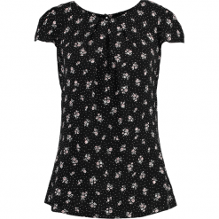 Bluzki asymetryczne: Dorothy Perkins Tall FLORAL BOARDER TRIM Bluzka black
