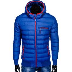 KURTKA MĘSKA ZIMOWA PIKOWANA C353 - NIEBIESKA. Niebieskie kurtki męskie marki Ombre Clothing, na zimę, m, z nylonu. Za 129,00 zł.