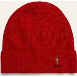 Polo Ralph Lauren - Czapka. Czerwone czapki damskie Polo Ralph Lauren, na zimę, bez wzorów, z bawełny. Za 299,90 zł.