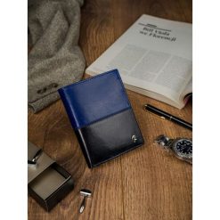 Portfel męski skórzany RFID Rovicky D104-VT2 czarno-niebieski - czarny / niebieski. Niebieskie portfele męskie ROVICKY, bez wzorów. Za 64,99 zł.