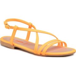 Sandały MY TWIN - Sandal 201MCT010 Arancio Fluo 00104. Pomarańczowe klapki damskie My Twin, bez wzorów, ze skóry ekologicznej, bez obcasa. Za 489,00 zł.