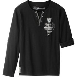 Shirt z długim rękawem bonprix czarny z nadrukiem. Czarne t-shirty chłopięce bonprix, z nadrukiem, z długim rękawem. Za 32,99 zł.