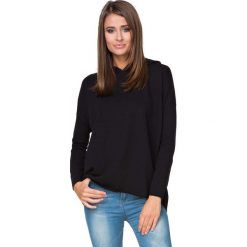 Czarna Bluza Sportowa Nierozpinana z Kapturem. Czarne bluzy damskie z kapturem Molly.pl, s, bez wzorów, z bawełny, z długim rękawem, długie. Za 129,90 zł.