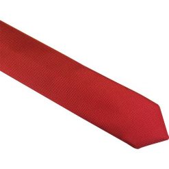Czerwony krawat z drobnymi kropkami D130. Czerwone krawaty męskie Modini Moda Męska, na co dzień, bez wzorów, z tkaniny, casualowe. Za 49,50 zł.