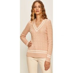 Lauren Ralph Lauren - Sweter. Różowe swetry damskie Lauren Ralph Lauren, s, bez wzorów, z bawełny, bez rękawów, bez kaptura. W wyprzedaży za 379,90 zł.