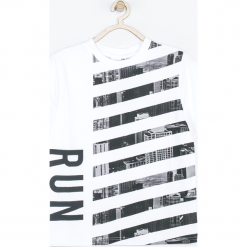 Koszulka. Białe t-shirty chłopięce RUN THE CITY, bez wzorów, z elastanu, z krótkim rękawem. Za 45,90 zł.