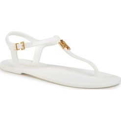 Sandały LAUREN RALPH LAUREN - Ashtyn 802784684006 White. Białe klapki damskie Lauren Ralph Lauren, z aplikacjami, z tworzywa sztucznego, bez obcasa, na obcasie. Za 259,00 zł.