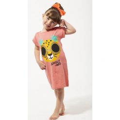 Dziewczęca koszula nocna Jungle. Szare piżamy dziewczęce Lina Pink, z nadrukiem, z bawełny, bez rękawów. Za 47,59 zł.