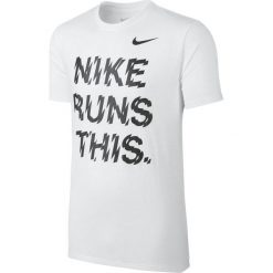 Nike Koszulka męska Run This Tee biała r. M (778345-100). Białe koszulki sportowe męskie Nike, m. Za 119,00 zł.