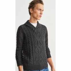 Sweter z domieszką wełny - Szary. Szare swetry klasyczne męskie marki Reserved, l, z wełny. Za 159,99 zł.