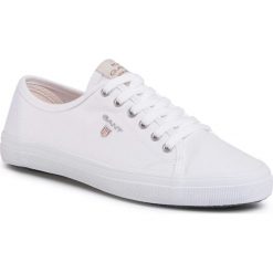 Tenisówki GANT - Preptown 20538450 Bright White G290. Białe półbuty damskie GANT, bez wzorów, z gumy, bez zapięcia. Za 249,00 zł.