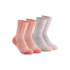Skarpety turystyczne SH100 warm mid. Pomarańczowe skarpetki męskie marki QUECHUA, z elastanu. Za 19,99 zł.