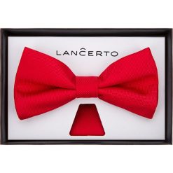 Mucha Czerwona Plus Poszetka. Czerwone muszki męskie LANCERTO, bez wzorów, z dzianiny, eleganckie. W wyprzedaży za 39,90 zł.