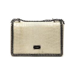 Torebki klasyczne damskie: Skórzana torebka w kolorze beżowym – (S)30 x (W)20 x (G)8 cm