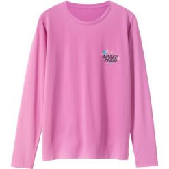 Shirt sportowy z długim rękawem bonprix różowy bez. Różowe bluzki dziewczęce marki bonprix, z nadrukiem, bez kołnierzyka, z długim rękawem, długie, bez kaptura. Za 24,99 zł.