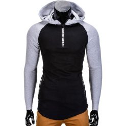 BLUZA MĘSKA Z KAPTUREM B675 - CZARNA. Czarne bejsbolówki męskie Ombre Clothing, m, z kapturem. Za 49,00 zł.