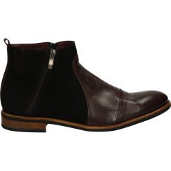 Botki męskie - 553 BORD-NERO. Czerwone botki męskie Venezia, ze skóry. Za 189,00 zł.