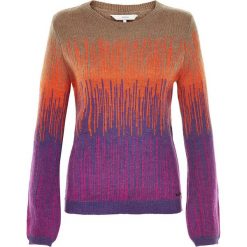 Sweter "Iolana" w kolorze fioletowo-pomarańczowo-jasnobrązowym. Pomarańczowe swetry damskie marki Nümph, xs, bez wzorów, z wełny, bez rękawów, bez kaptura. W wyprzedaży za 172,95 zł.