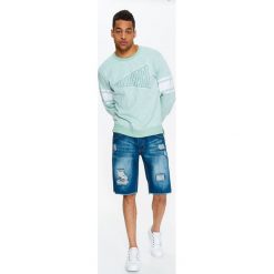 Bluza męska nierozpinana z rozcięciami. Zielone bluzy męskie Top Secret, na lato, xxl, w paski, z bawełny, bez kołnierzyka, bez rękawów, bez kaptura. W wyprzedaży za 39,99 zł.