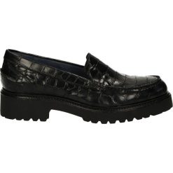 Mokasyny - 9604 CO-C BLU. Czarne mokasyny damskie marki Venezia, z materiału, na obcasie. Za 239,00 zł.