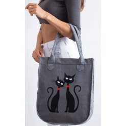 Torebka shopper bag Lorenti City Czarne Koty 058 - Szary. Szare torby damskie na zakupy LORENTI. Za 89,99 zł.