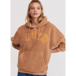 Pluszowa bluza z kapturem - Beżowy. Brązowe bluzy damskie Reserved, s, bez wzorów, bez rękawów, z kapturem. Za 119,99 zł.