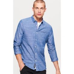 Gładka koszula SLIM FIT - Niebieski. Niebieskie koszule męskie slim Cropp, l. Za 79,99 zł.