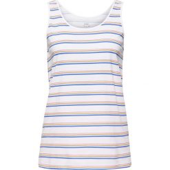 Top w kolorze białym. Białe topy damskie Esprit, m, w paski, z bawełny, z okrągłym kołnierzem. W wyprzedaży za 29,95 zł.