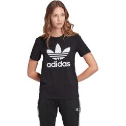 Adidas Originals Trefoil Koszulka Czarny. Czarne koszulki damskie adidas Originals, s, z nadrukiem, z elastanu, bez kołnierzyka, z krótkim rękawem. Za 111,95 zł.