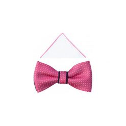 Różowa mucha w białe kropki A349. Różowe muszki męskie Adam Collection - Krawaty i dodatki, na co dzień, bez wzorów, z poliesteru, eleganckie. Za 49,50 zł.