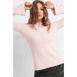 Sweter z perełkami. Brązowe swetry klasyczne damskie Orsay, s, z dzianiny, z golfem. Za 99,99 zł.