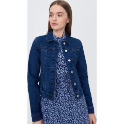 Kurtka jeansowa - Granatowy. Niebieskie kurtki damskie Sinsay, s, bez wzorów, z jeansu, bez kaptura. Za 79,99 zł.