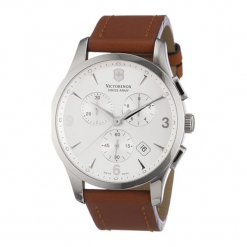 Zegarek "241480" w kolorze srebrno-brązowym. Brązowe zegarki męskie marki Victorinox, ze stali. W wyprzedaży za 2099,95 zł.