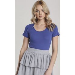 Granatowy T-shirt Nahlle. Niebieskie bluzki damskie Renee, s, bez wzorów, bez kołnierzyka. Za 39,99 zł.