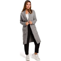 Długi kardigan z kieszeniami szary - l/xl. Szare sukienki damskie s, z bawełny. Za 148,99 zł.