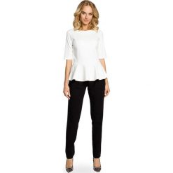 LANA Elegancka bluzka z baskinką - ecru. Szare bluzki damskie wizytowe marki Moe, m, z dzianiny, eleganckie. Za 89,00 zł.