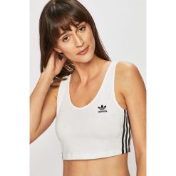 Adidas Originals - Top. Białe topy damskie adidas Originals, s, z aplikacjami, z elastanu, z okrągłym kołnierzem. Za 99,90 zł.