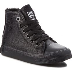 Trampki BIG STAR - BB374144 Black. Czarne trampki dziewczęce marki BIG STAR, bez wzorów, z gumy, bez zapięcia. Za 89,00 zł.