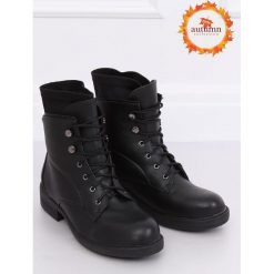Botki glany damskie czarne 100-901B0-1 BLACK. Czarne botki damskie obuwie damskie, ze skóry ekologicznej, klasyczne, bez obcasa, na płaskiej podeszwie, na sznurówki. Za 78,03 zł.