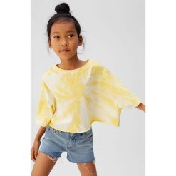 Mango Kids - T-shirt dziecięcy More 110-164 cm. Różowe bluzki dziewczęce Mango Kids, z haftami, z bawełny, z okrągłym kołnierzem, z krótkim rękawem, krótkie, bez kaptura. W wyprzedaży za 29,90 zł.