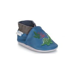 Kapcie niemowlęce Dziecko Robeez DINORASSIC. Niebieskie buciki niemowlęce marki Robeez, bez zapięcia. Za 111,20 zł.