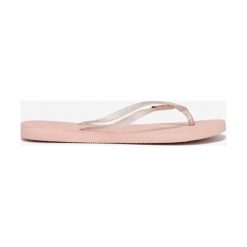 Havaianas Slim Logo Metallic Japonki Beżowy. Brązowe klapki damskie Havaianas, w paski, z materiału, bez obcasa. Za 133,95 zł.