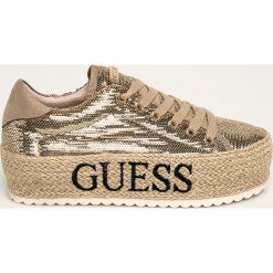 Guess Jeans - Buty. Żółte buty sportowe damskie Guess Jeans, z aplikacjami, z jeansu, sportowe. Za 449,90 zł.