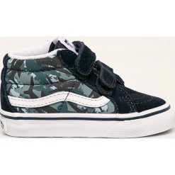 Vans - Trampki dziecięce. Niebieskie trampki chłopięce Vans, bez wzorów, ze skóry, z okrągłym noskiem, bez zapięcia. Za 199,90 zł.