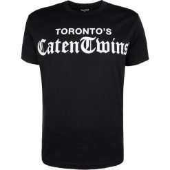 Dsquared2 T-shirt "Caten Twins". T-shirty męskie Dsquared2, z nadrukiem, z tkaniny, z okrągłym kołnierzem. Za 599,00 zł.