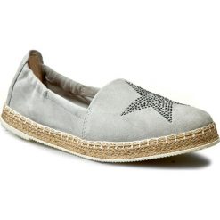 Espadryle NEŚCIOR - 098-G Siwy Zamsz. Szare espadryle damskie marki Neścior, z aplikacjami, ze skóry, bez obcasa, na płaskiej podeszwie. W wyprzedaży za 209,00 zł.
