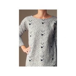 Czarno szara bluza pudełko tunika w miśki. Szare tuniki damskie One mug a day, uniwersalny, z bawełny, długie. Za 169,00 zł.